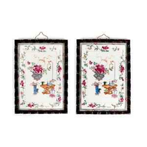 Yongzheng Chinese Porcelain Famille Rose 18th Century Wall Plaques Qing Dynasty Ca. 1735 Fencai