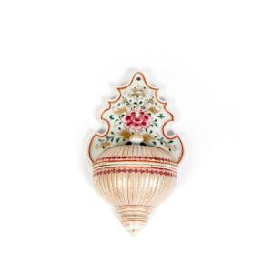 Chinese Porcelain Famille Rose Holy Water Wall Bowl Or Stoup, Qing Dynasty, Qianlong Period