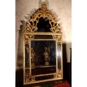 Large Regency Mirror With Parcloses With Birds