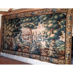 Aubusson Tapestry: Greenery At The Castle, Approximately 5 Meters