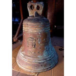 Bronze Bell With Marquisal Coat Of Arms, Dated 1750