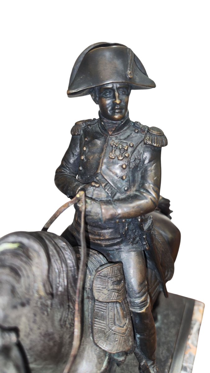 Scultura in bronzo di Napoleone Bonaparte con base in marmo -photo-2