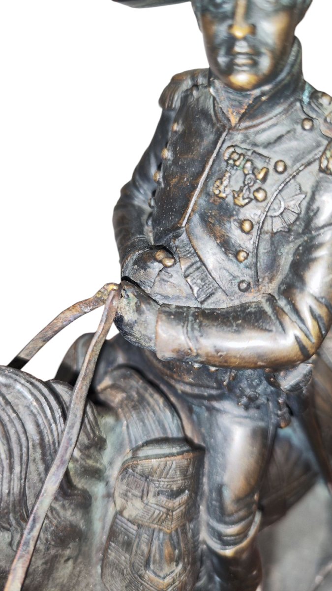Scultura in bronzo di Napoleone Bonaparte con base in marmo -photo-2
