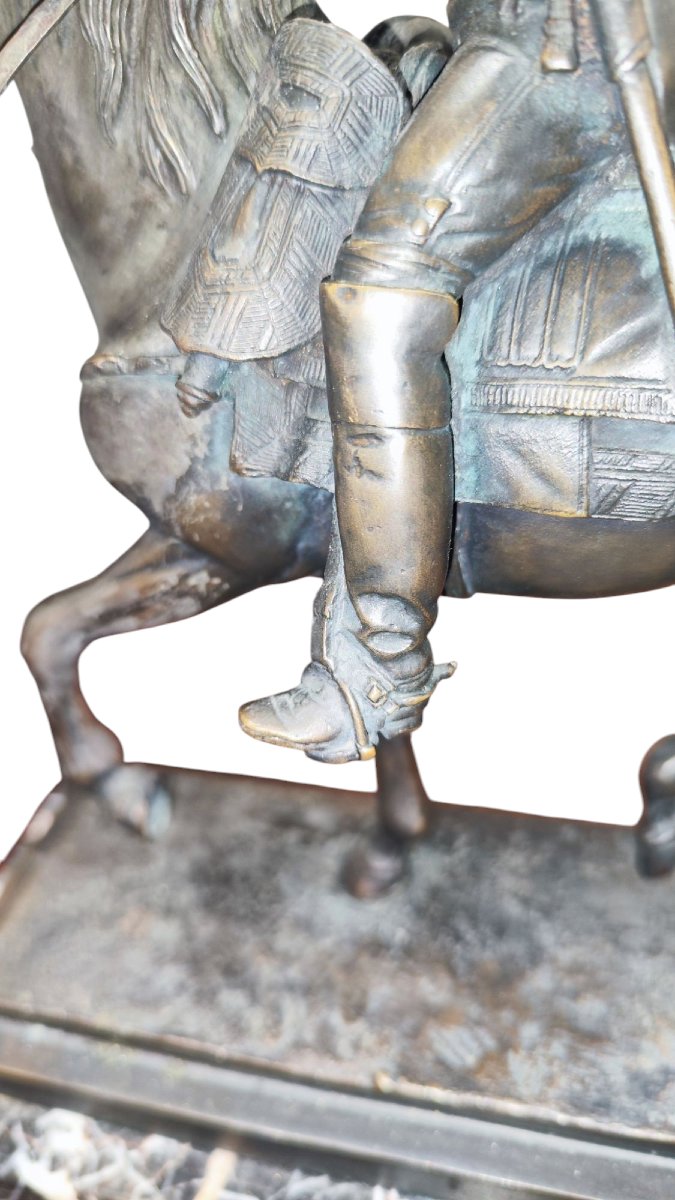 Scultura in bronzo di Napoleone Bonaparte con base in marmo -photo-3