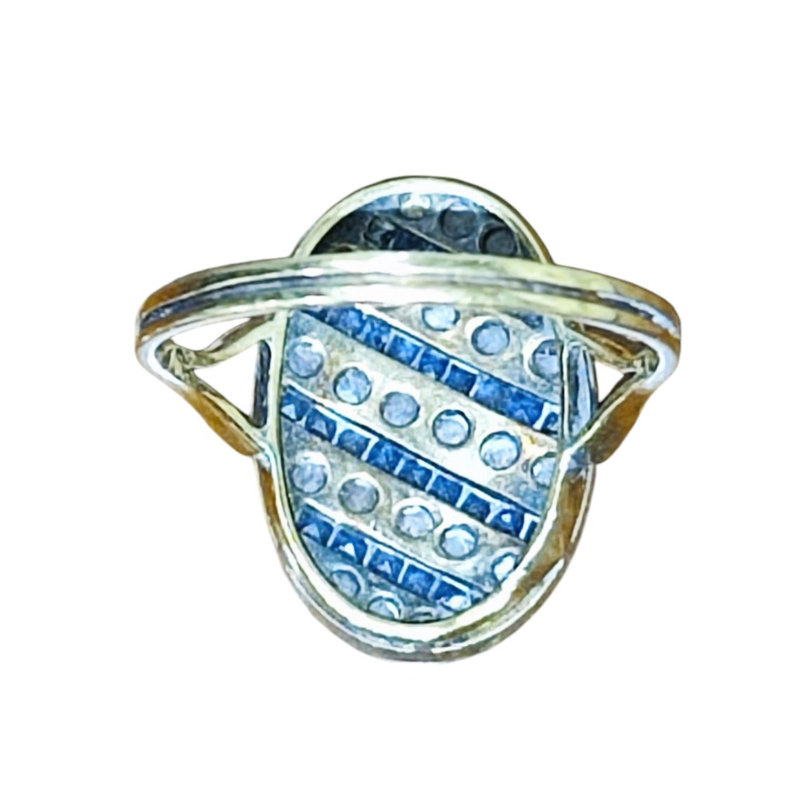 Antico anello in oro con zaffiri e rose di diamanti -photo-2