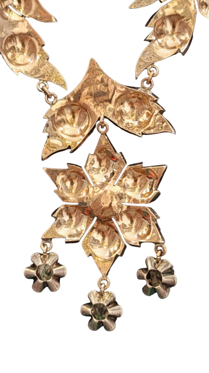 Collana in argento e oro con rose dì diamanti del XIX secolo -photo-3