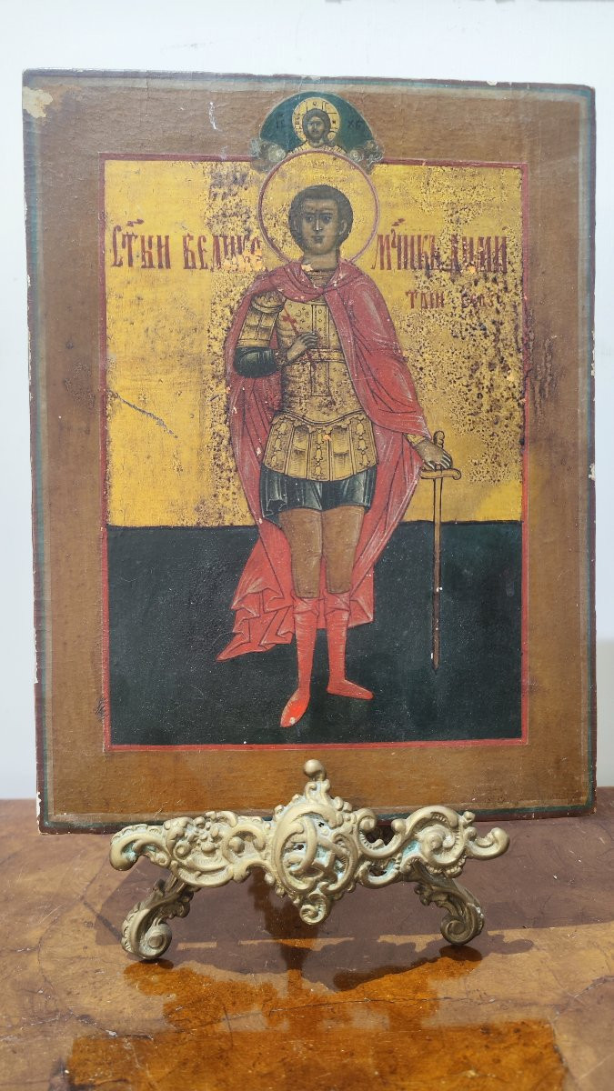 Tre icone russe con Santo e Madonna -photo-4