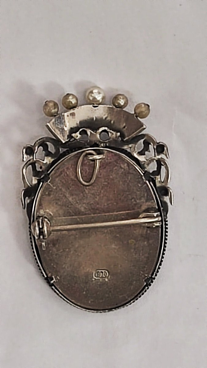 Santa Caterina da Siena Antico medaglione in argento -photo-4