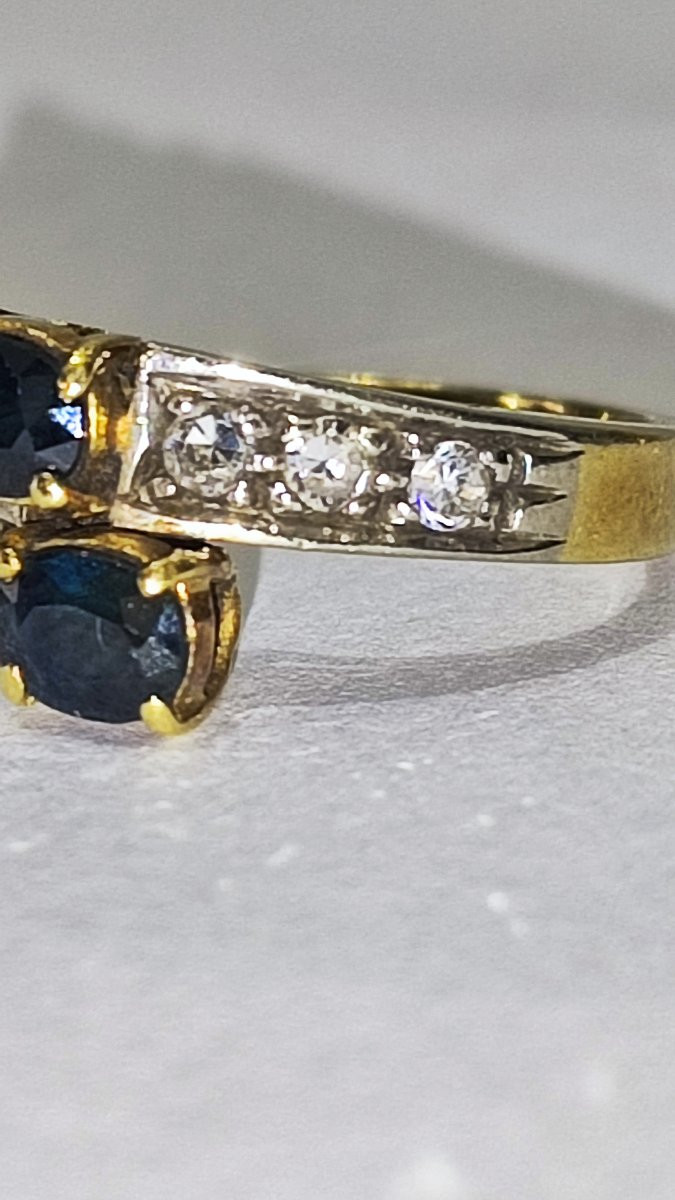 Anello in oro con zaffiri e diamanti -photo-4