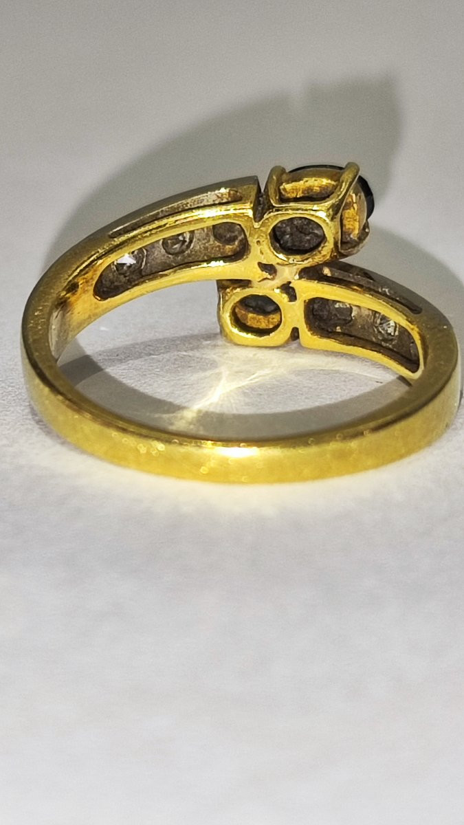 Anello in oro con zaffiri e diamanti -photo-2