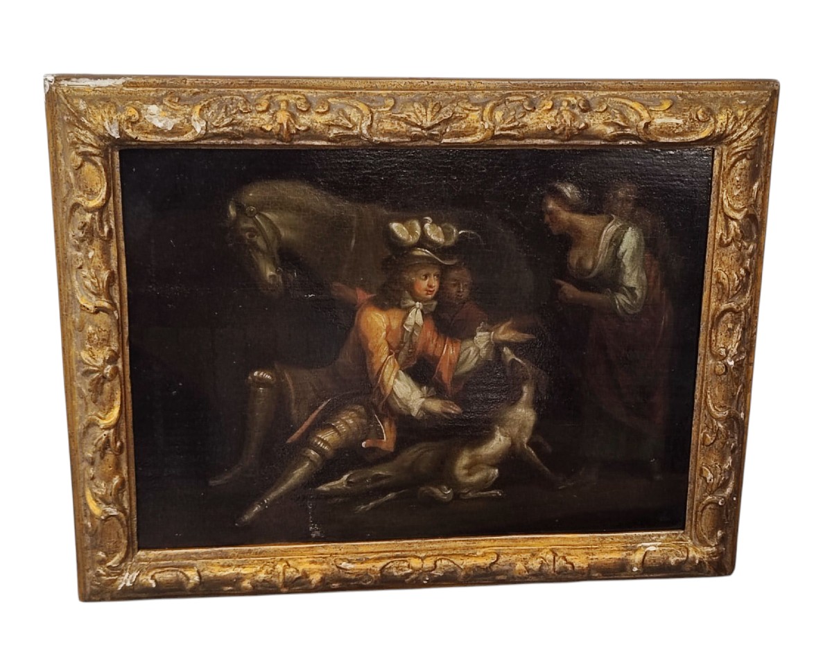 Olio su tavola del XVII secolo di scuola fiamminga 