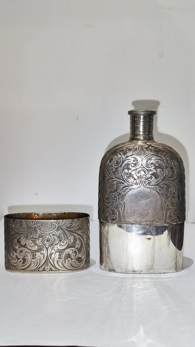 Fiasca da liquore in argento del XIX secolo -photo-3