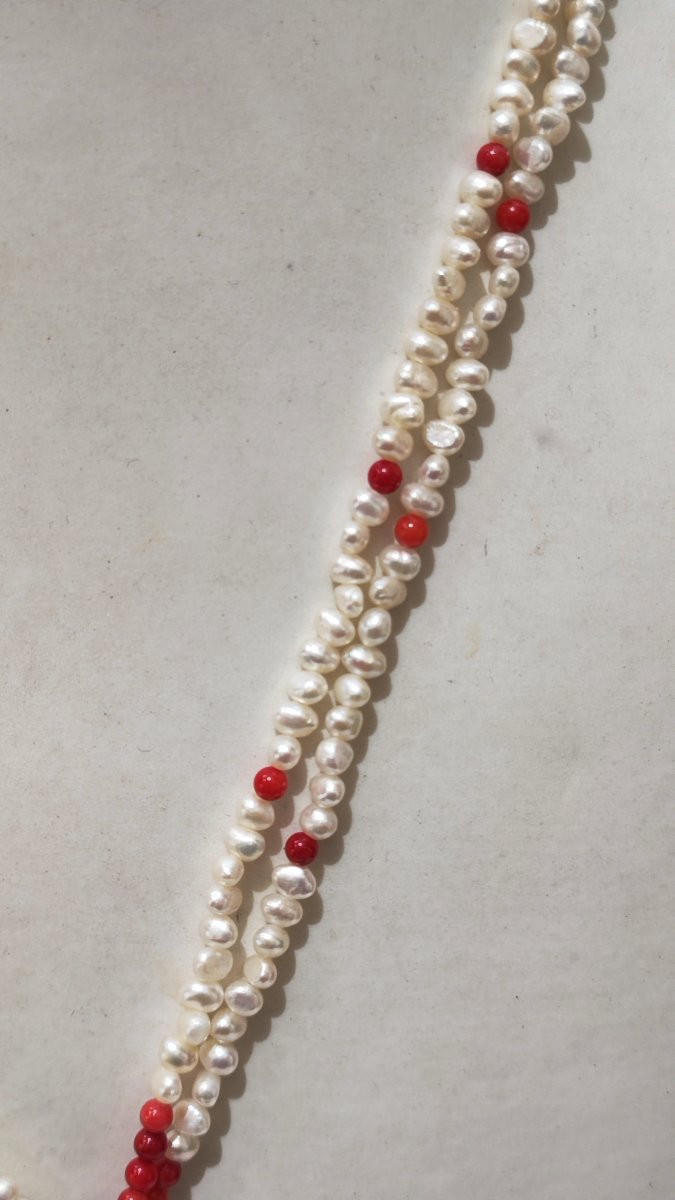 Collana di perle e corallo rosso-photo-3