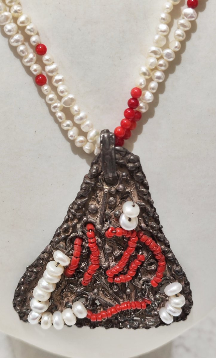 Collana di perle e corallo rosso-photo-4