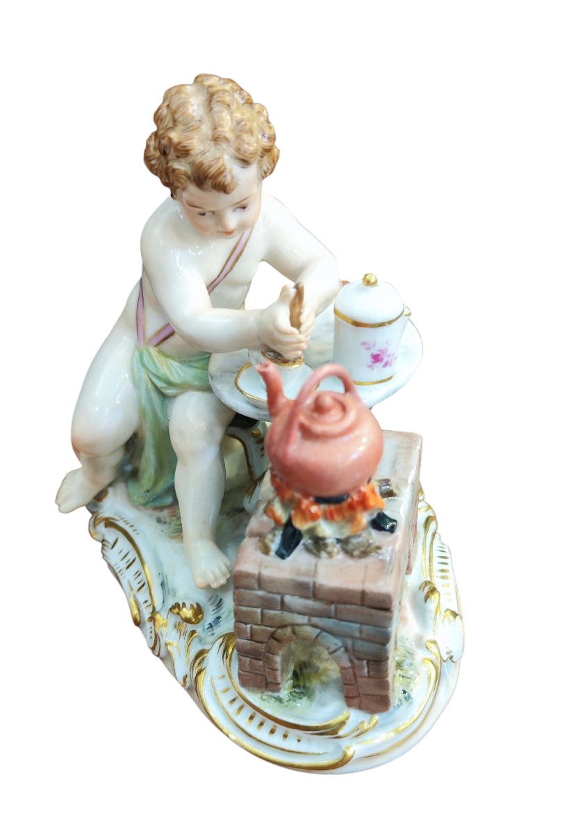 Gruppo in porcellana di Meissen, allegoria del fuoco -photo-4