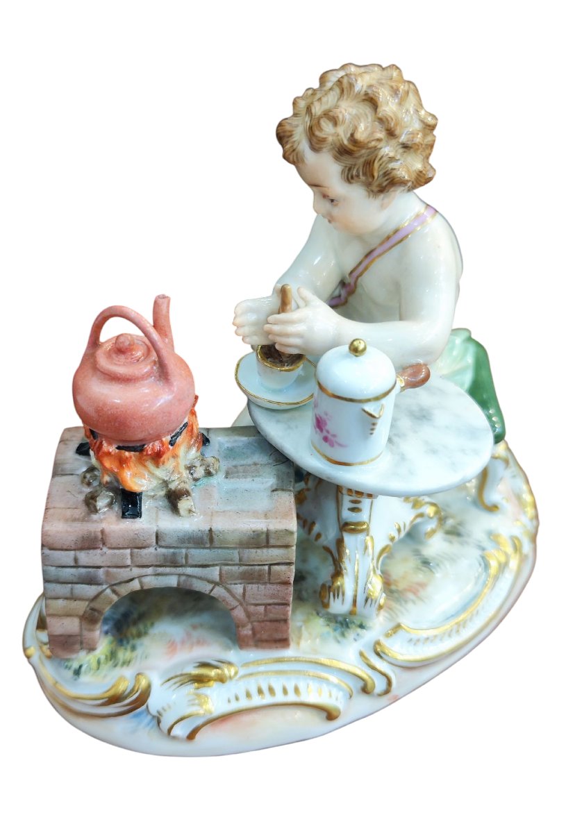 Gruppo in porcellana di Meissen, allegoria del fuoco -photo-2