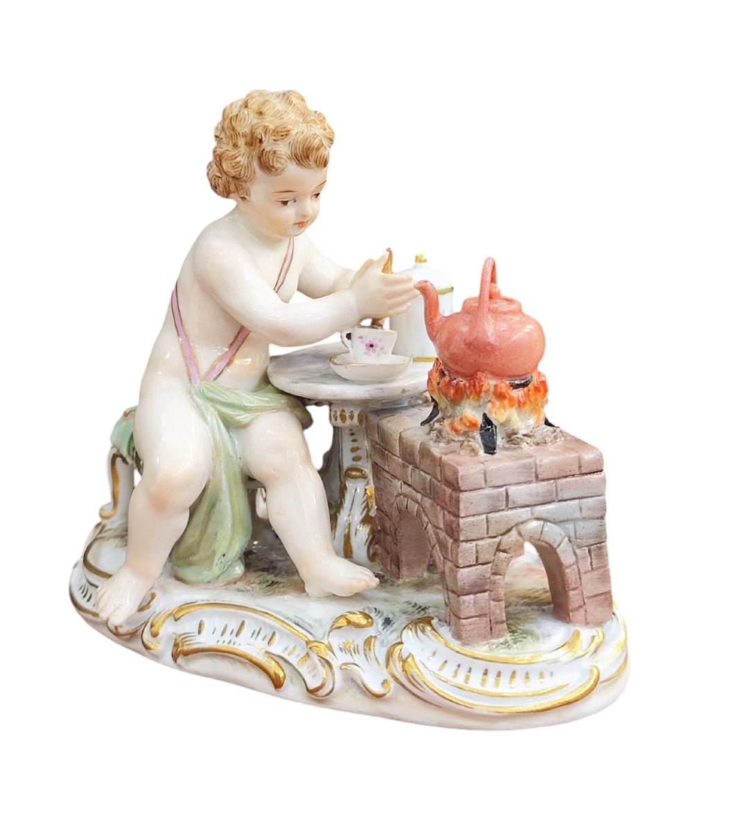 Gruppo in porcellana di Meissen, allegoria del fuoco 