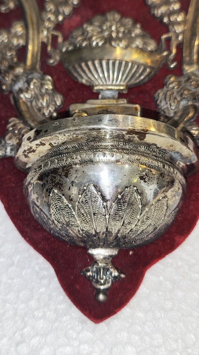 Coppia di antiche acquasantiere in argento -photo-5