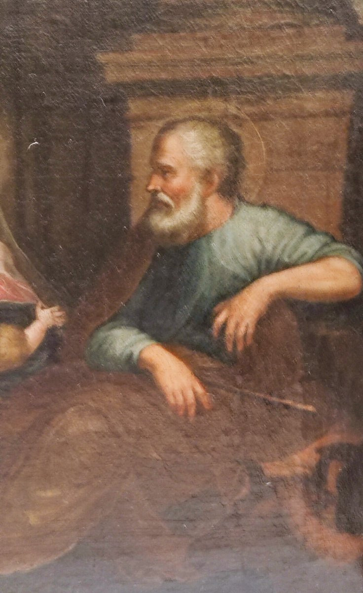 Dipinto olio su tela del XVII secolo Natività con adorazione dei pastori -photo-2