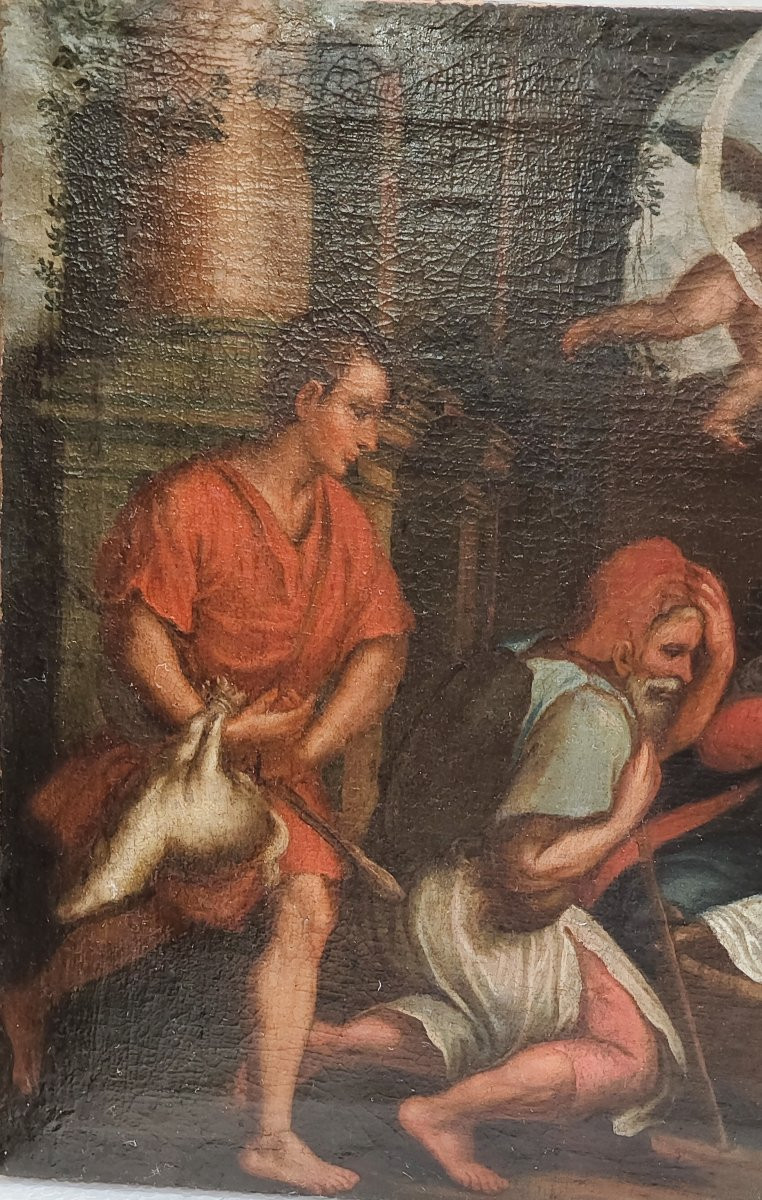 Dipinto olio su tela del XVII secolo Natività con adorazione dei pastori -photo-3