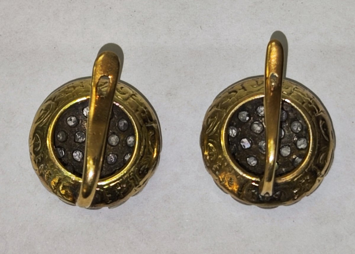 Orecchini in oro e argento con diamanti rose cut periodo del liberty -photo-3