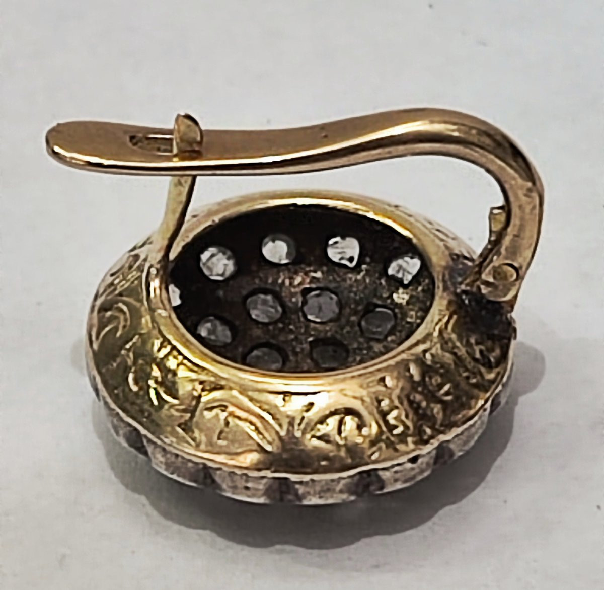 Orecchini in oro e argento con diamanti rose cut periodo del liberty -photo-1