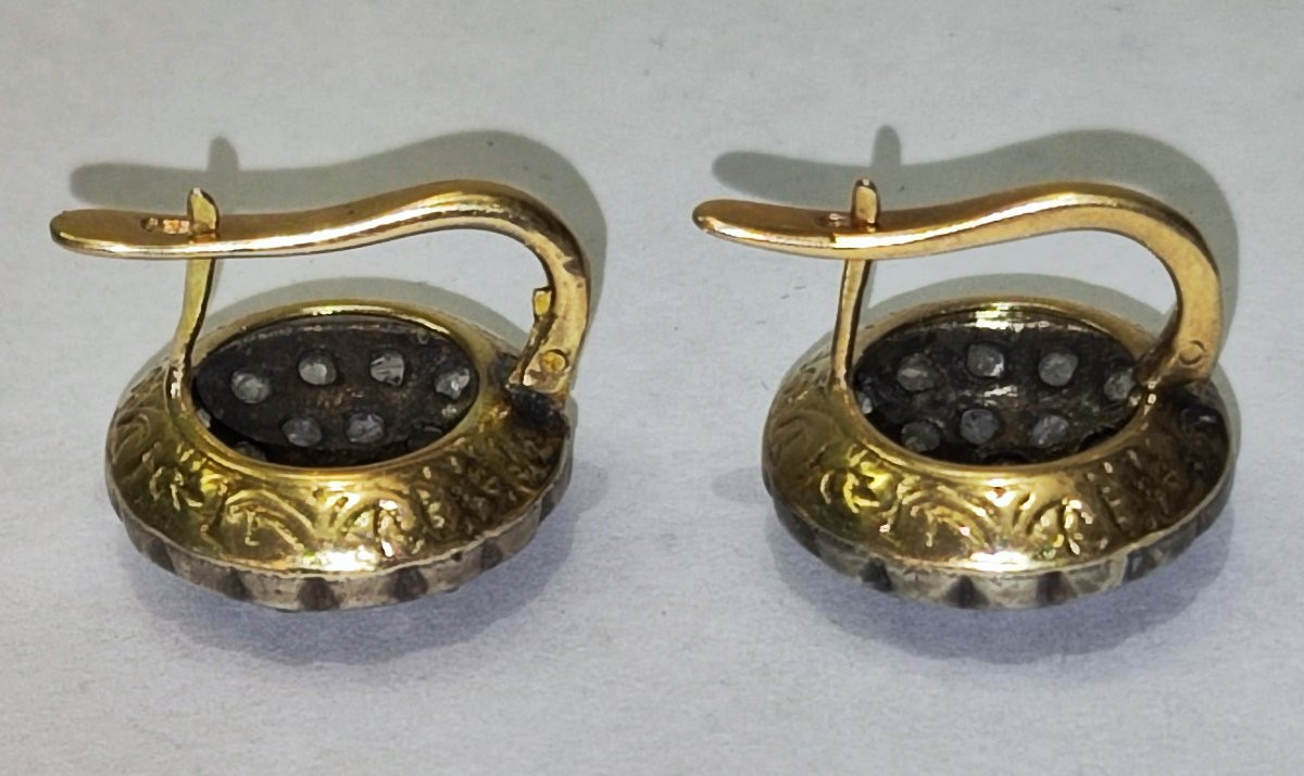 Orecchini in oro e argento con diamanti rose cut periodo del liberty -photo-2