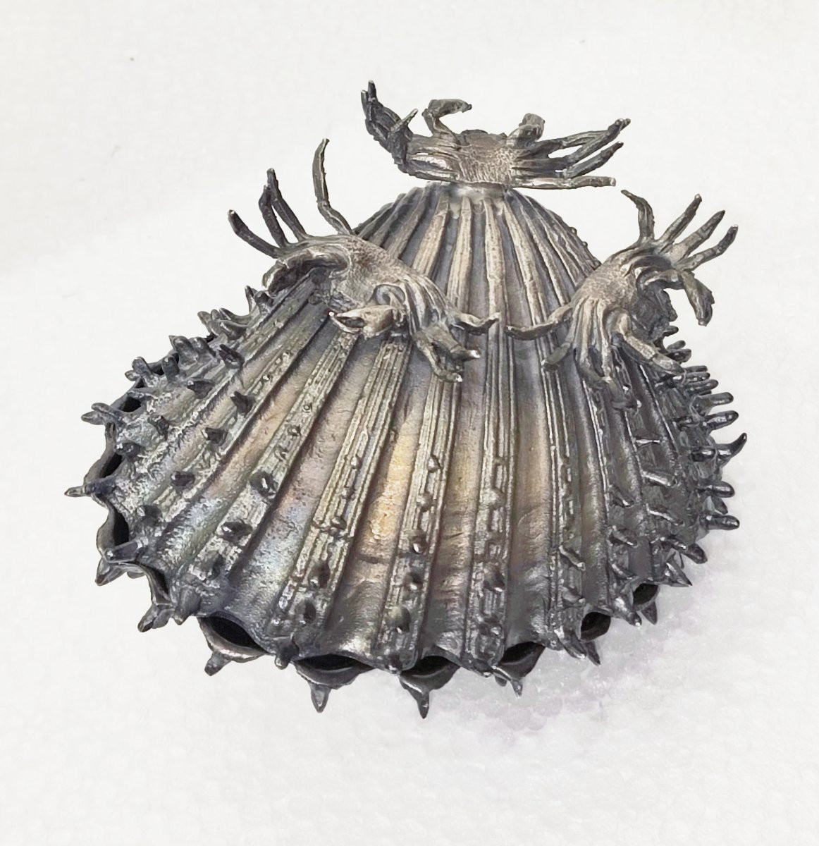 Raffinata scatola in argento a forma di conchiglia -photo-2