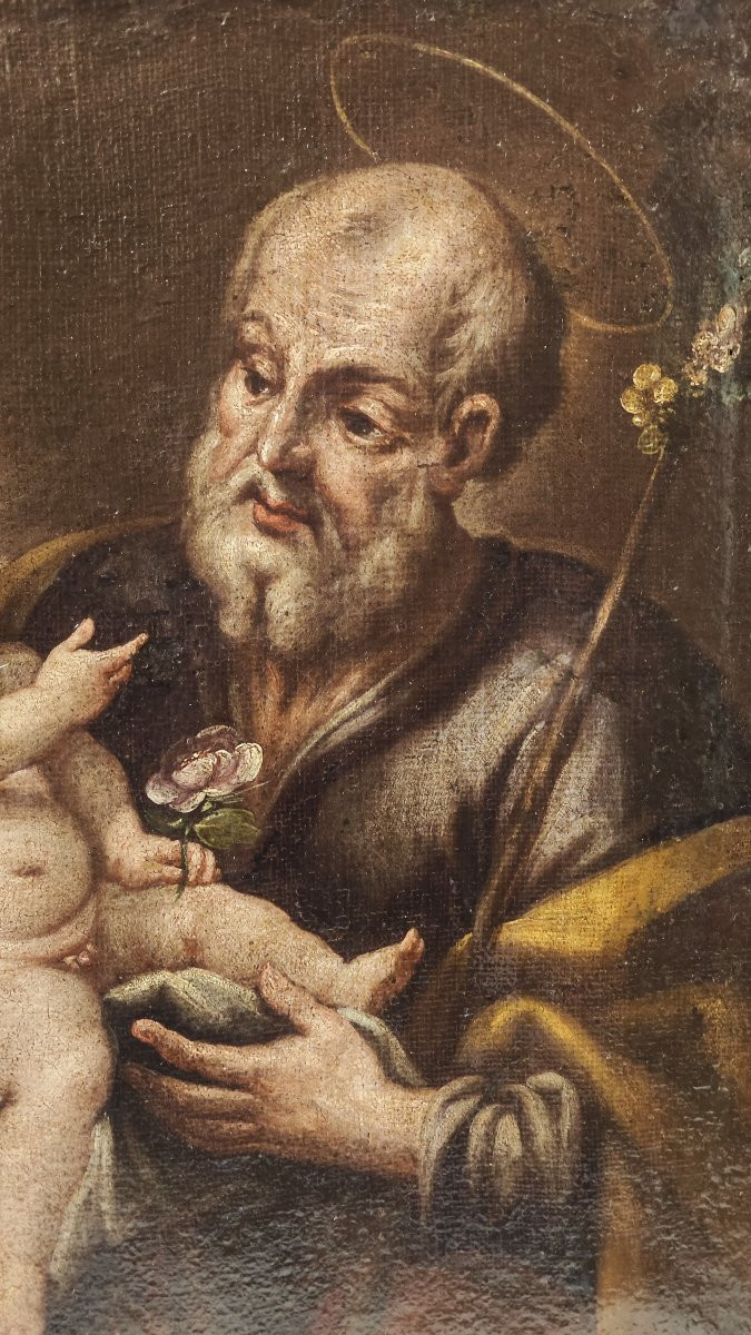 Antico dipinto raffigurante San Giuseppe e il Bambino-photo-4