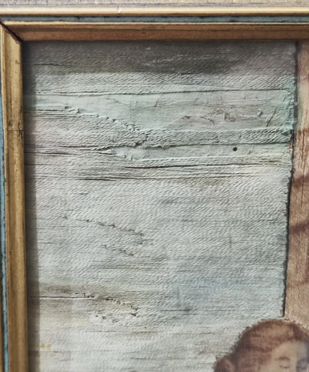 Due ricami a fili incollati, risalenti al XVIII secolo con Sant' Anna e la Vergine Maria-photo-1