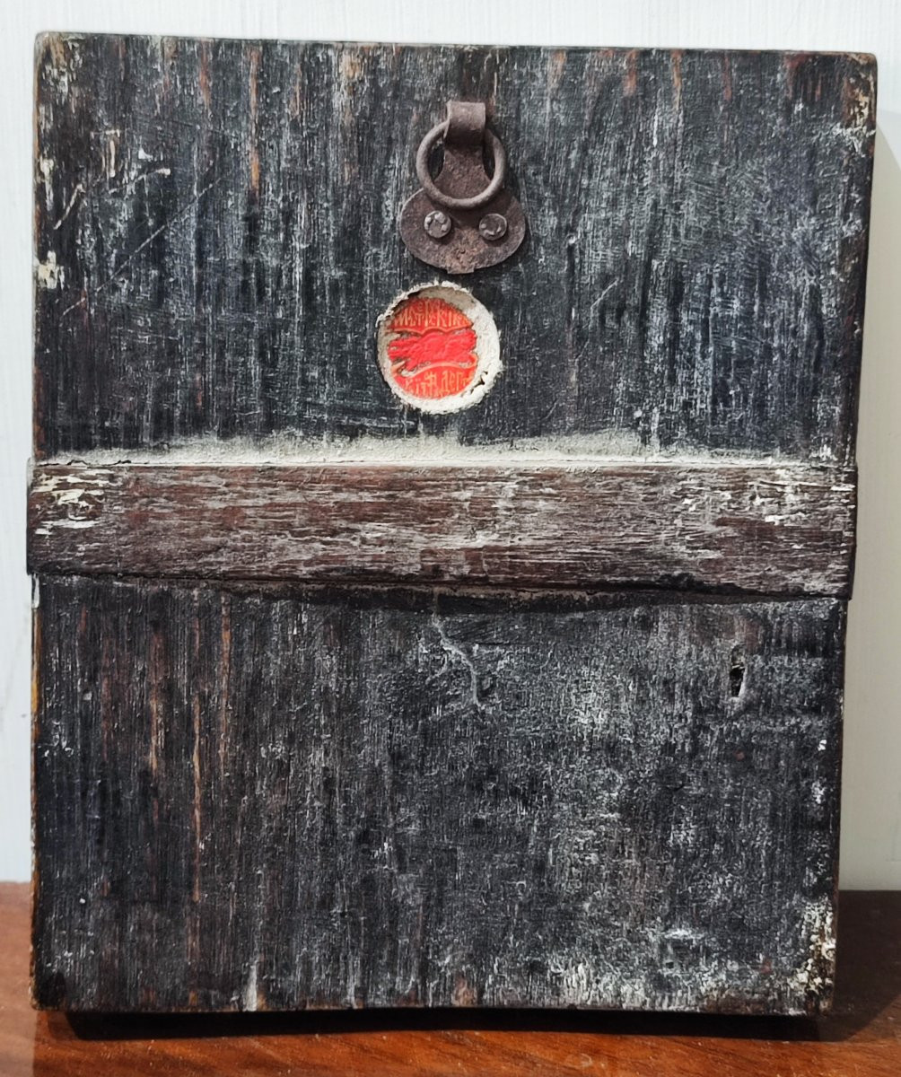 Antica icona russa raffigurante la resurrezione con sigillo-photo-3