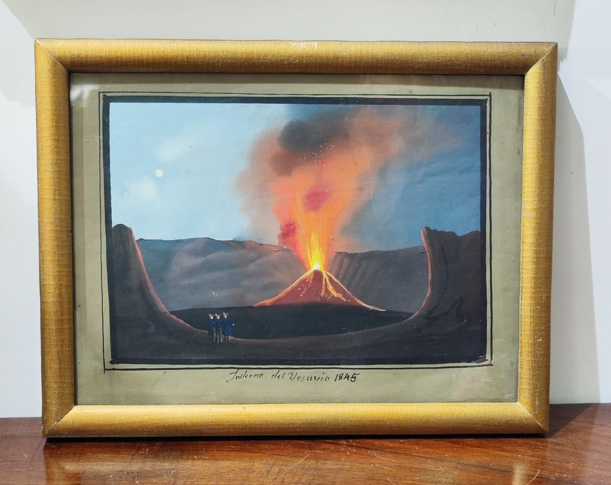 Coppia di gouache Napoli del XIX secolo-photo-2