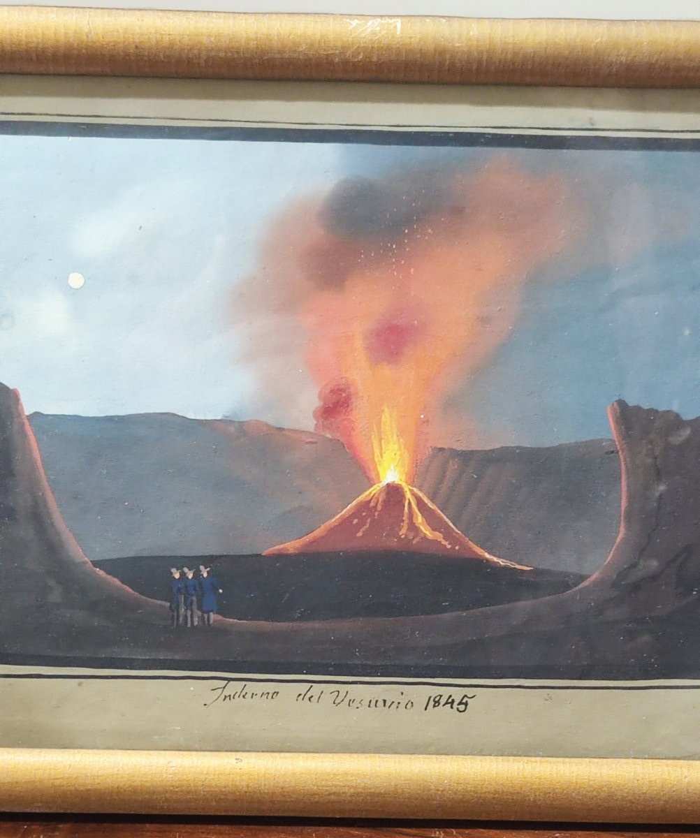 Coppia di gouache Napoli del XIX secolo-photo-2