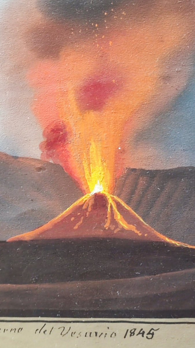 Coppia di gouache Napoli del XIX secolo-photo-4