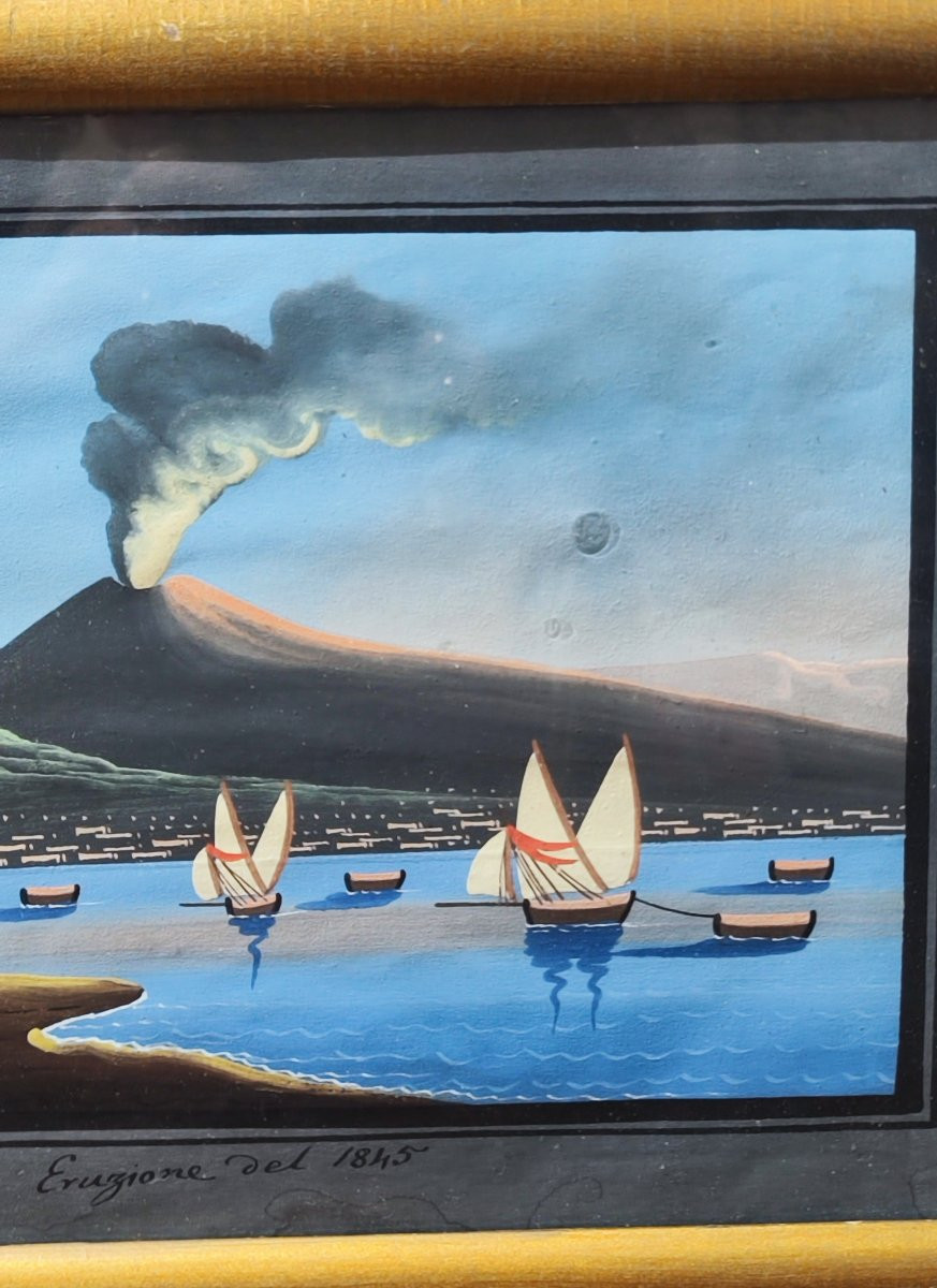 Coppia di gouache Napoli del XIX secolo-photo-6