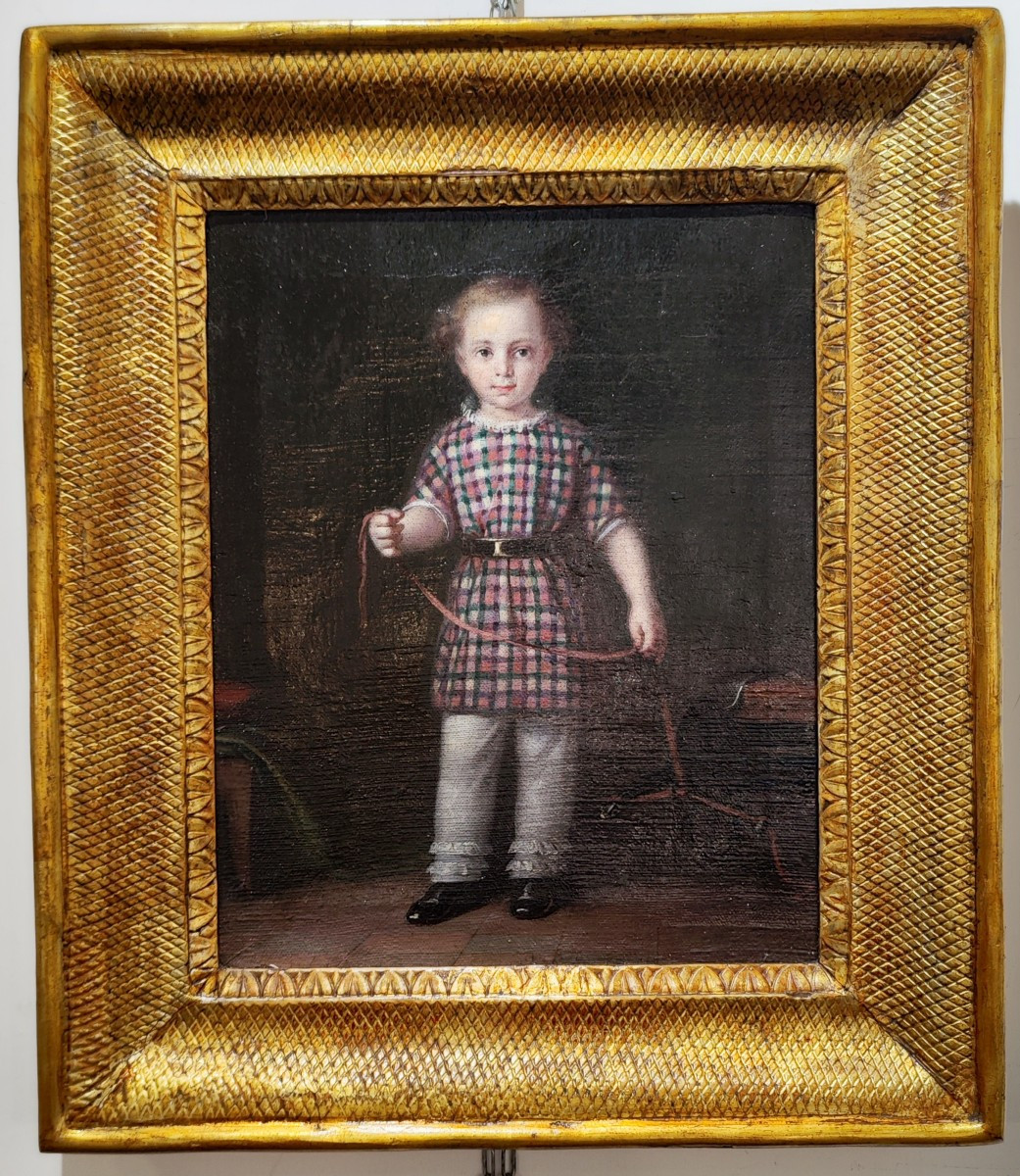 Antico ritratto di bambino del XIX secolo