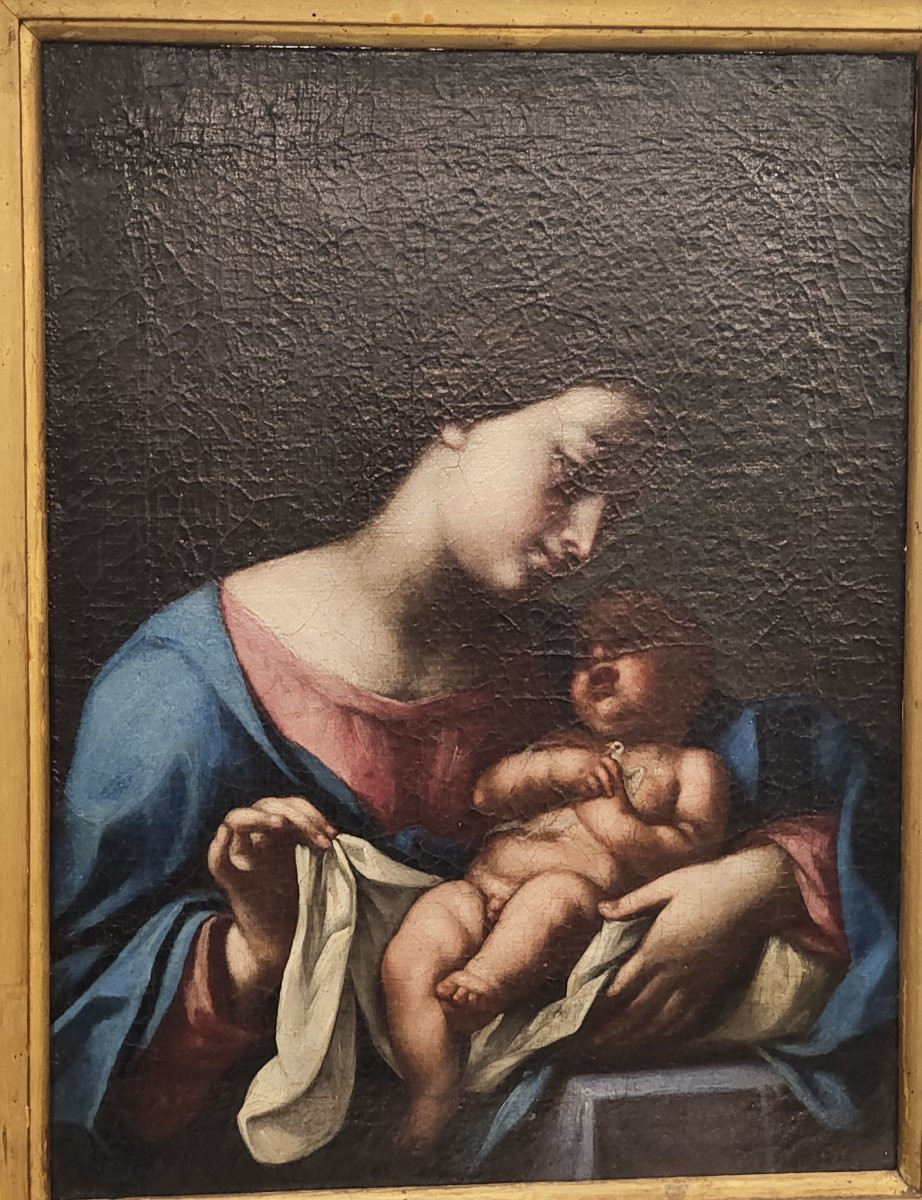 Dipinto della Vergine con il Bambino del XVII secolo -photo-3