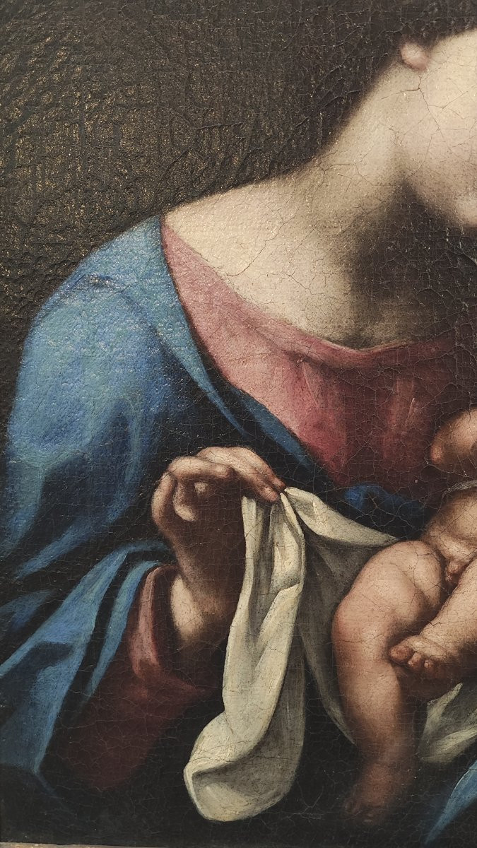 Dipinto della Vergine con il Bambino del XVII secolo -photo-3