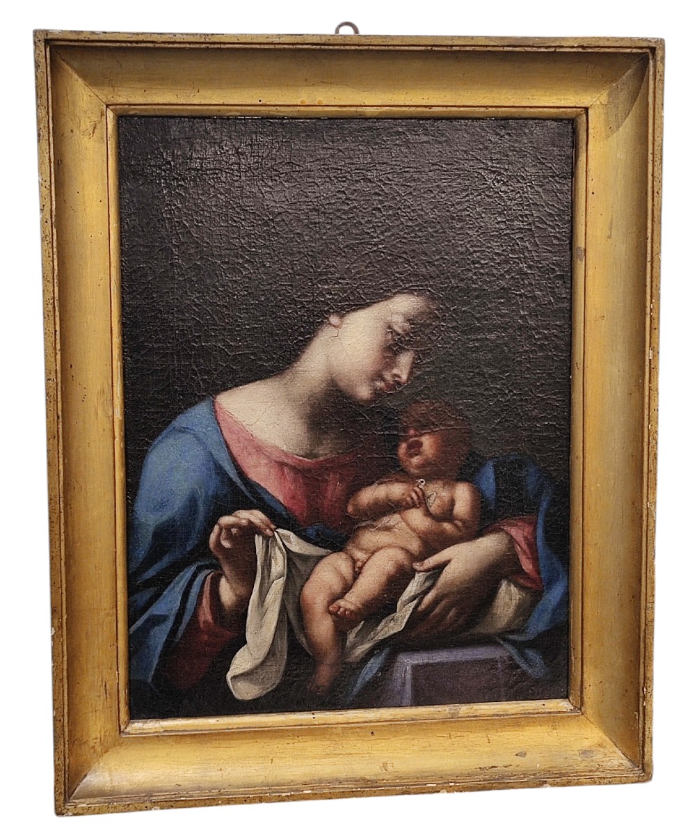 Dipinto della Vergine con il Bambino del XVII secolo 