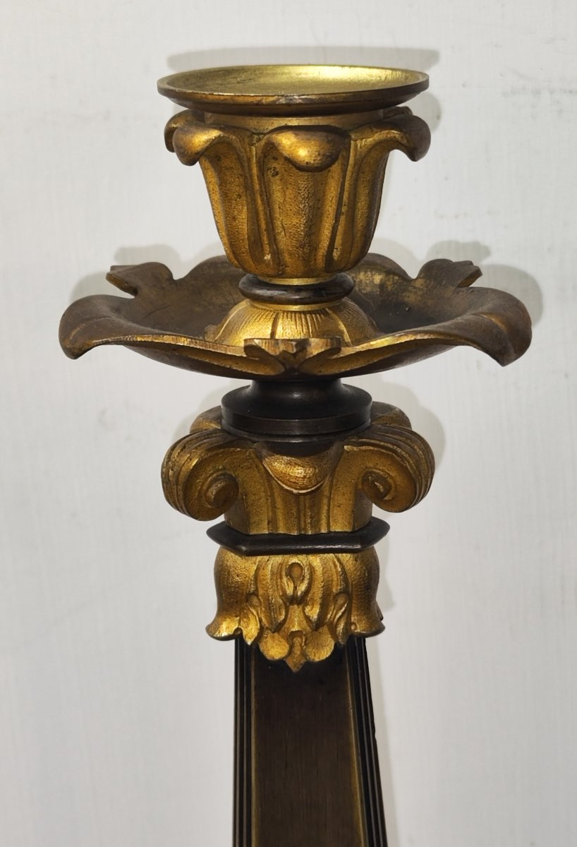 Coppia di candelieri in bronzo Luigi Filippo XIX secolo -photo-2