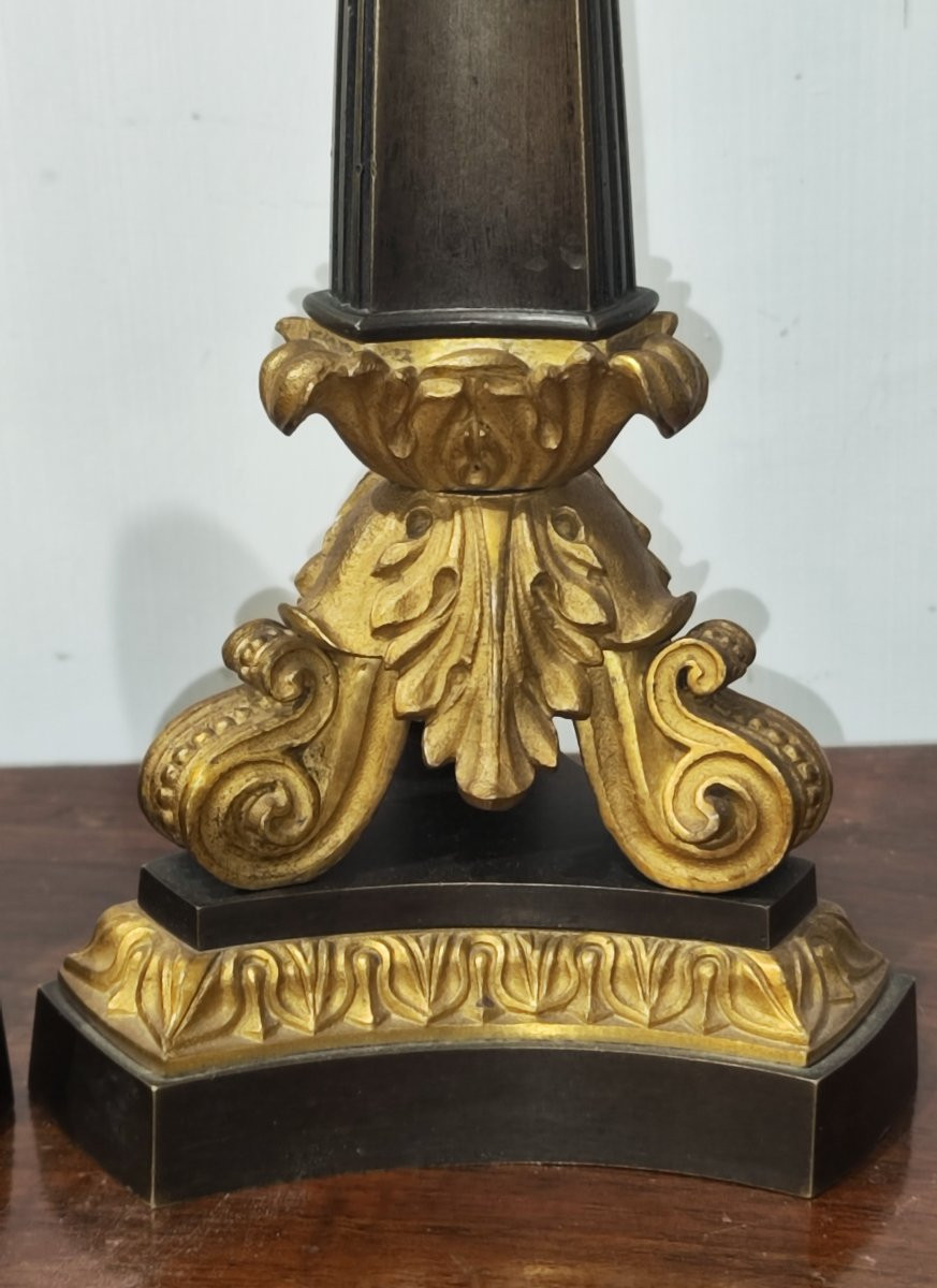 Coppia di candelieri in bronzo Luigi Filippo XIX secolo -photo-4