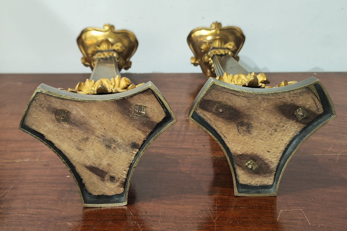 Coppia di candelieri in bronzo Luigi Filippo XIX secolo -photo-1