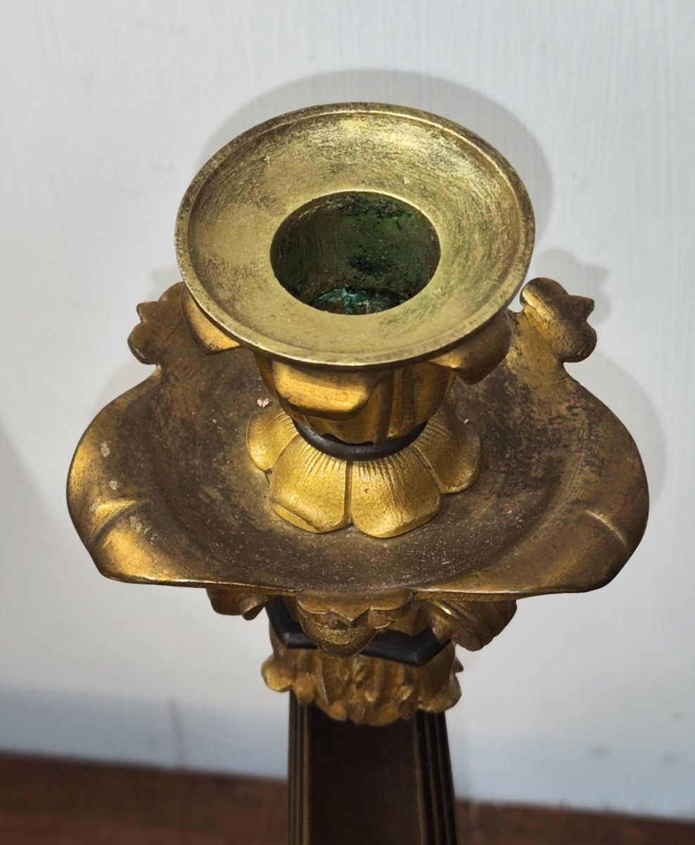 Coppia di candelieri in bronzo Luigi Filippo XIX secolo -photo-2