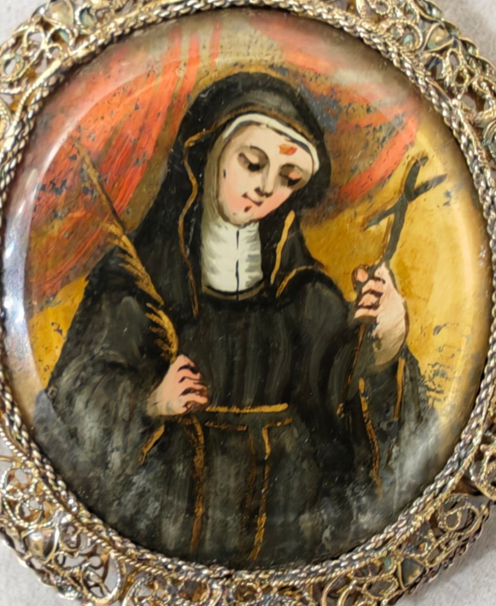 Rosario con Santa Rita in filigrana di argento del XIX secolo -photo-1