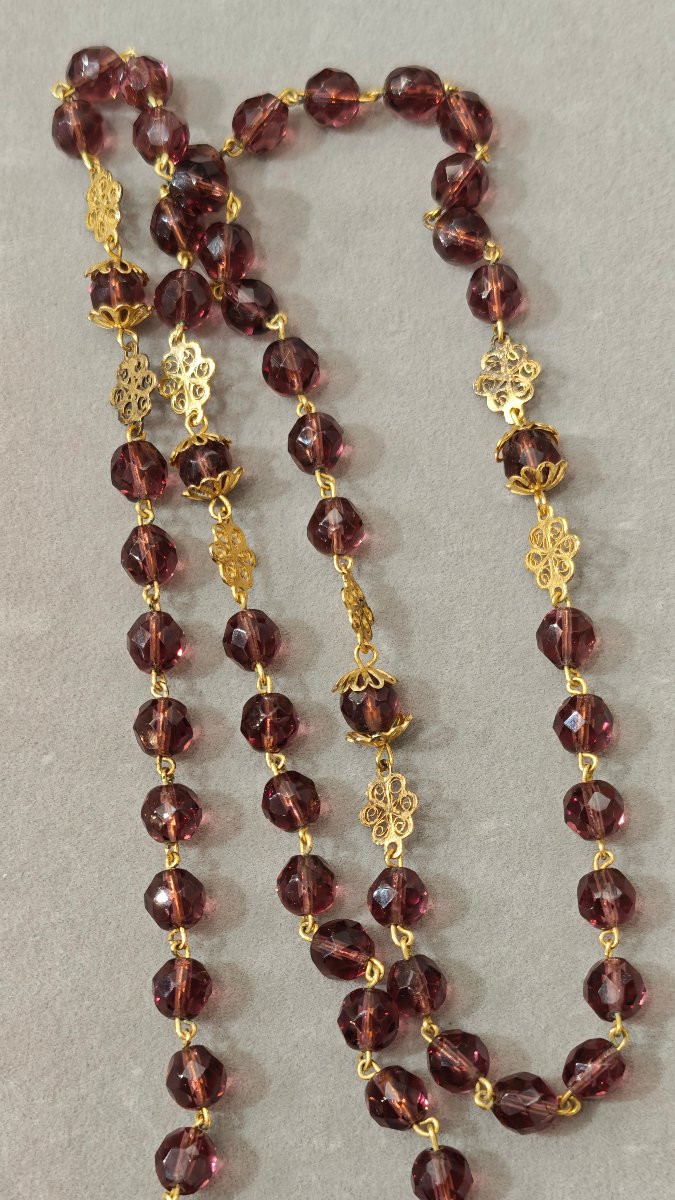 Rosario con Santa Rita in filigrana di argento del XIX secolo -photo-3