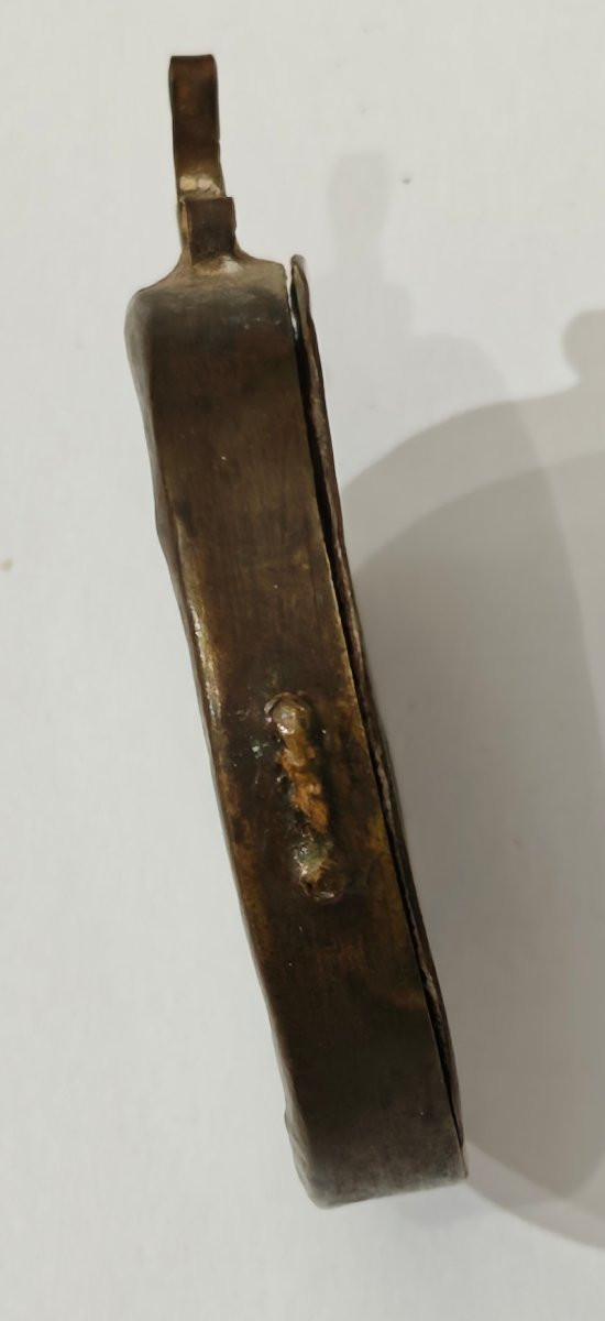 Antico Reliquiario "Lignum Crucis" – Fine XIX Secolo – Metallo Argentato-photo-4