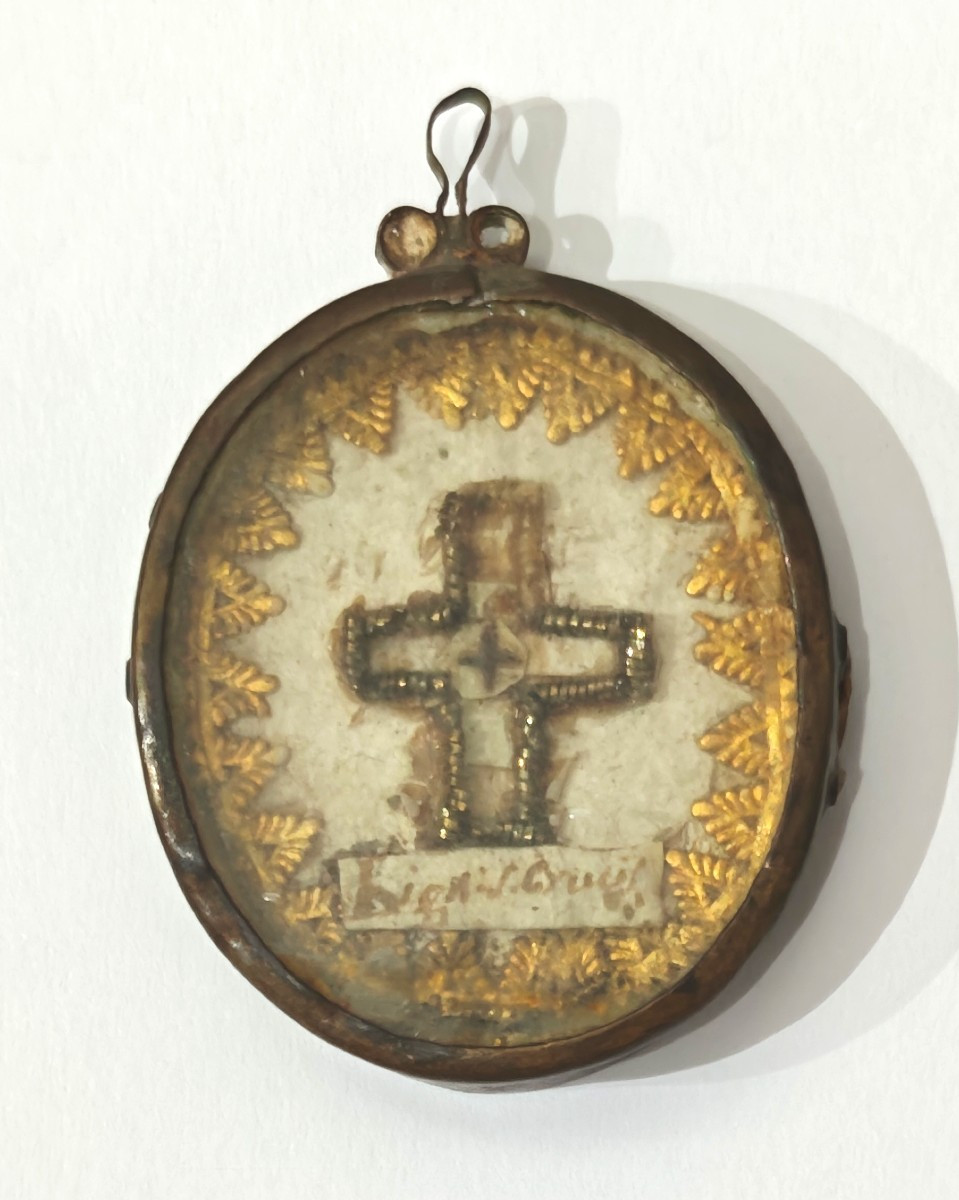 Antico Reliquiario "Lignum Crucis" – Fine XIX Secolo – Metallo Argentato