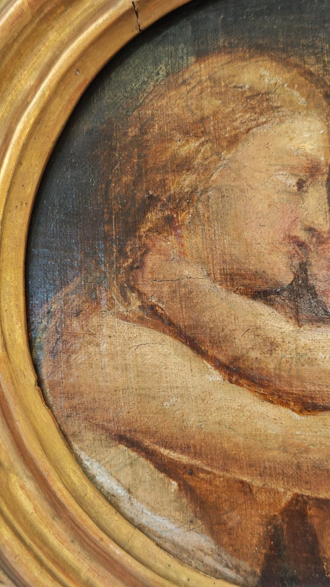 Amore e Psiche antico dipinto di ambito veneto del XVIII secolo -photo-2