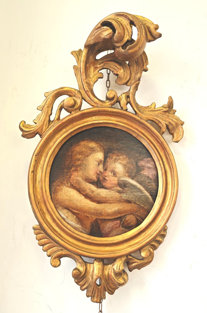 Amore e Psiche antico dipinto di ambito veneto del XVIII secolo 