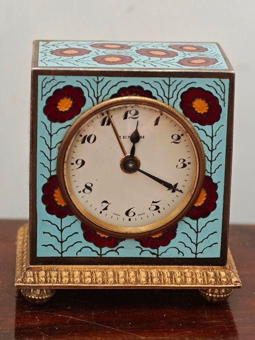 Orologio sveglia Zenith Decò in smalto con custodia-photo-3